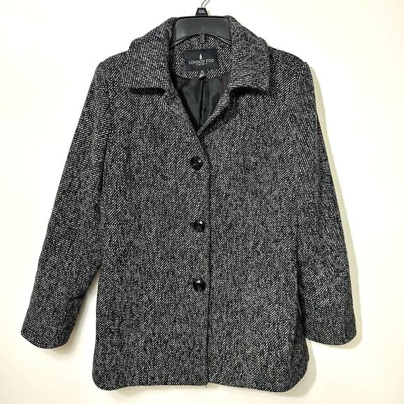 London Fog Tweed Wool Blend Overcoat Winter Women's Medium - Picture 1 of 11
